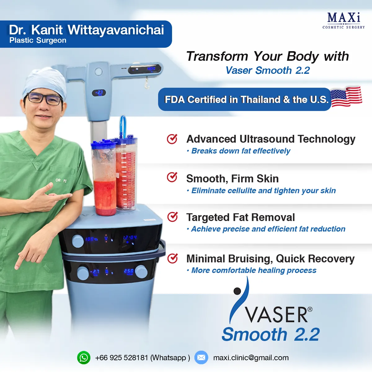 VASER liposuction Smooth 2.0 advanced ultrasound technology for precise body contouring
